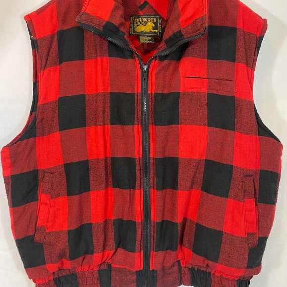 Branded Lion Black & Red Plaid Quilted Zip Front Vest NWOT Women's Size XL - Picture 5 of 14